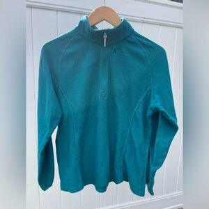 L Teal Half-Zip Fleece Long Sleeve